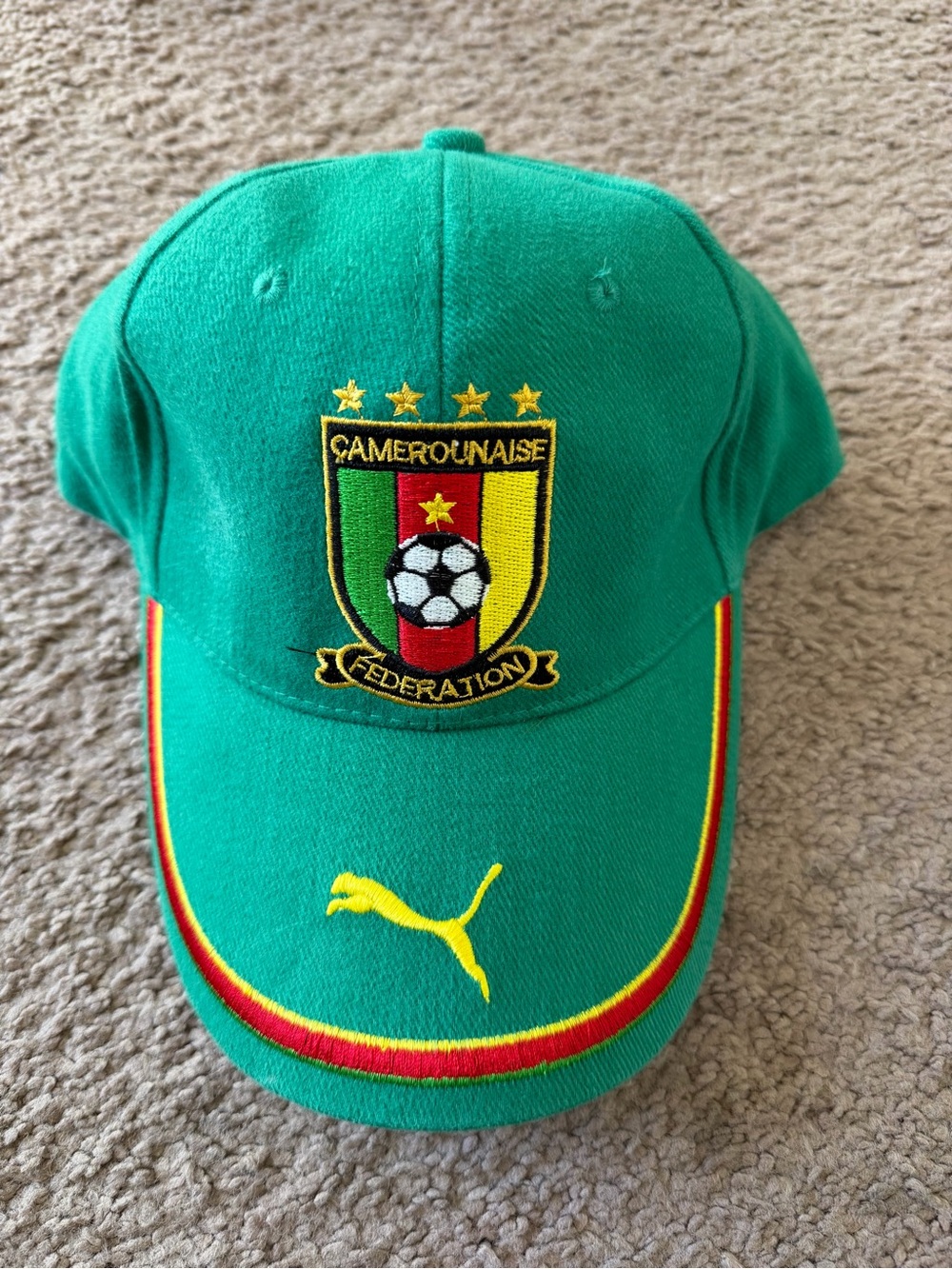 Vintage Puma CAMEROUNAISE FEDERATION Cameroun Strapback Cap Hat made in Germany